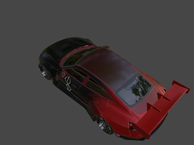 Black And Red Sports Car With Rear Spoiler And Sporty Design 3d model