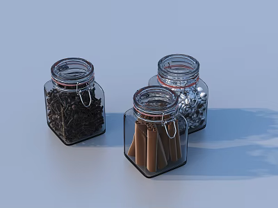 Glass Storage Jars With Clamp Lids For Tea Spices And Sugar 3d model