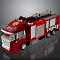 Red Fire Truck Toy Model With Ladder Number 179 And Decorative Details