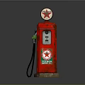 Red Vintage Standard Gasoline Pump With Star Logo Base And Nozzle
