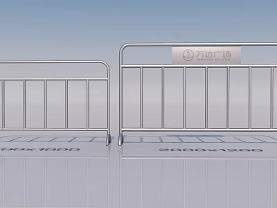 Sturdy Metal Fence With Horizontal Rails And Clear Size Measurement Indications 3d model