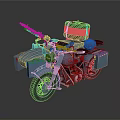 Classic Vintage Military Style Motorcycle With Sidecar Gun And Wicker Luggage