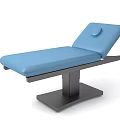 Blue Medical Treatment Table With Adjustable Backrest Round Headrest And Black Metal Frame