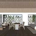 Modern Hotel Room Interior Design With Wooden Ceiling Large Windows And Garden View