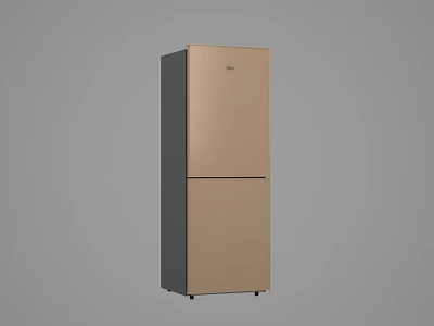 Elegant Golden Double Door Refrigerator With Sleek Modern Design And Stylish Finish 3d model