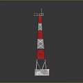 Communication Tower Steel Structure With Red And White Sections And Antenna On Top
