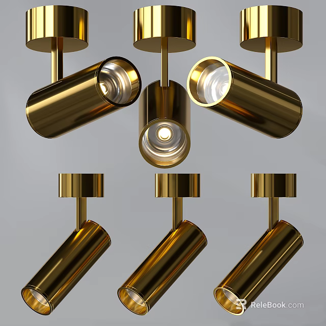 Golden Modern Downlights And Spotlights With Sleek Design For Interior Lighting 3d model 