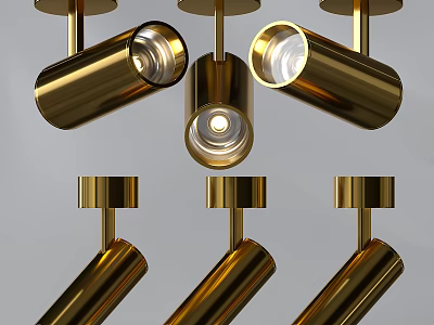 Golden Modern Downlights And Spotlights With Sleek Design For Interior Lighting 3d model