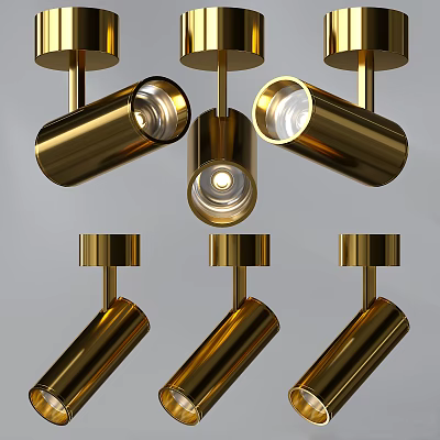 Golden Modern Downlights And Spotlights With Sleek Design For Interior Lighting 3d model