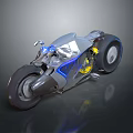 Modern Futuristic Motorcycle With Sleek Silver Body Blue LED Lights And Streamlined Design