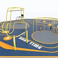 Yellow And Blue Outdoor Sports Equipment With Multiple Fitness Stations For Break Time