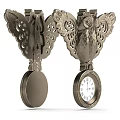 Decorative Owl Shaped Wall Clock with Intricate Carved Wings and Roman Numerals Face