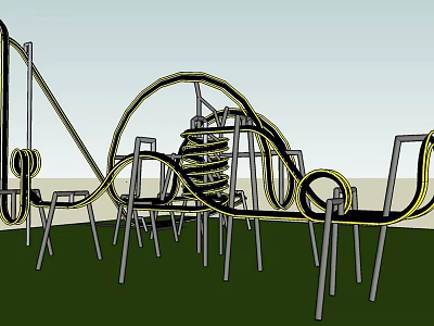 Outdoor Playground Equipment With Spiral Twisted Track And Metal Support Frames 3d model