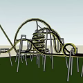 Outdoor Playground Equipment With Spiral Twisted Track And Metal Support Frames
