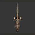 Golden T Rex Dinosaur Skeleton With Detailed Bone Structure On