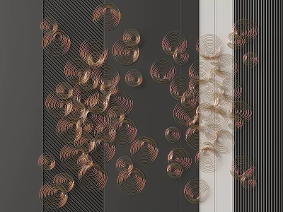 Elegant Modern Circular Metal Wall Decor With Copper Accents For Contemporary Home Interior 3d model