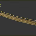Wooden Bridge Structure With Planked Deck And Railings On Reflective Surface 3d model