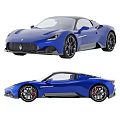 Blue Premium Sports Car Featuring Sleek Design Sloping Roof Aerodynamic Rear And Stylish Lights