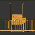 Yellow Industrial Safety Equipment With Enclosure Fence And Warning Signs