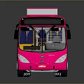 Pink Articulated Bus Exterior Design With Modern Windows And Reflective Surface