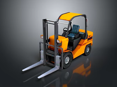 Yellow Industrial Forklift With Heavy Duty Cab And Front Forks Construction Equipment 3d model