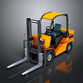 Yellow Industrial Forklift With Heavy Duty Cab And Front Forks Construction Equipment