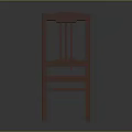 Simple Brown Wooden Chair With Slatted Back And Plank Seat Design