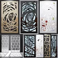 Stylish Partition Screens Featuring Intricate Laser Cut Patterns And Diverse Designs 3d model