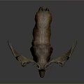 Moose Sculpture With Large Antlers And Brown Fur Standing In Natural Texture