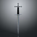Medieval Sword With Crossguard Black Hilt And Sharp Metal Blade
