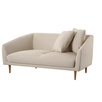 Beige Two Seater Sofa With Soft Cushions And Wooden Legs In Modern Style 3d model