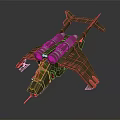 Sci-Fi Spaceship Model With Dual Engines Sleek Wings Metallic Body And Orange Accents