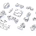 Assorted Metal Hardware Parts Including Hinges Latches Brackets And Fasteners 3d model