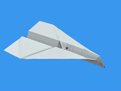 White Paper Airplane Flying Against Blue Background With Simple Design 3d model
