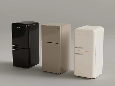 Stylish Modern Double Door Refrigerators in Black Beige and White Design 3d model