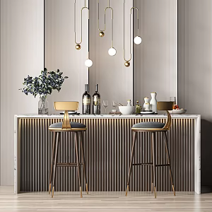 Light Luxury Bar Chair Combination Bar Chair Bar Combination 3d model