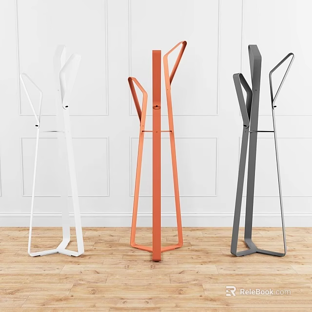 Modern Metal Wall Decor Three Pieces With Geometric Design In White Orange Grey 3d model 