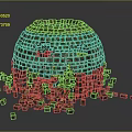 Cartoon Scene Of Moss Covered Broken Stone Built Dome With Scattered Stones