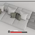 Light Gray Sectional Sofa With Multiple Green And Brown Decorative Pillows 3d model