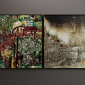 Abstract Paintings Wall Art With Vibrant Colors And Textured Neutral Tones Design