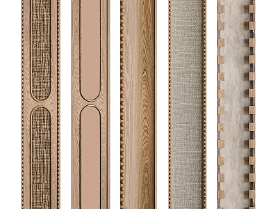 Feature Wall With Various Textured Wooden And Fabric Panels Home Interior Decor 3d model