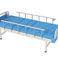 Medical Equipment Hospital Bed With Blue Mattress And Metal Side Rails