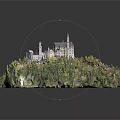 Detailed Castle Architectural Model Featuring Scenic Pathway and Surrounding Green Trees 3d model