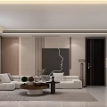 Elegant Modern Living And Dining Room Interior With Custom Built In TV Cabinet And Soft Lighting