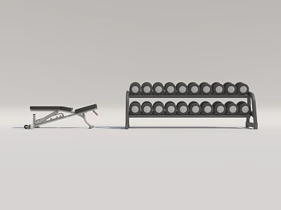 Fitness Sports Equipment Featuring Adjustable Dumbbell Bench And Dumbbell Rack With Dumbbells 3d model