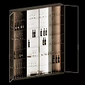Modern Wine Cabinet With Glass Doors And Shelves For Wine Bottles And Glasses