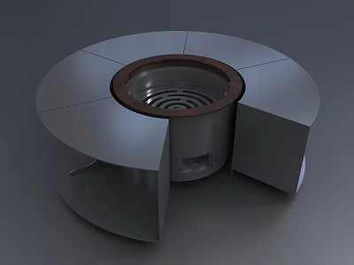 Modern Metal Round Table with Rotating Panels and Central Circular Groove 3d model