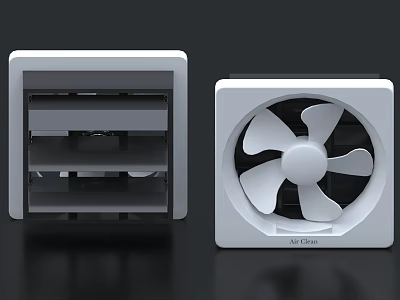Modern Home Exhaust Fans With Grille Design And Rotating Fan Blades 3d model