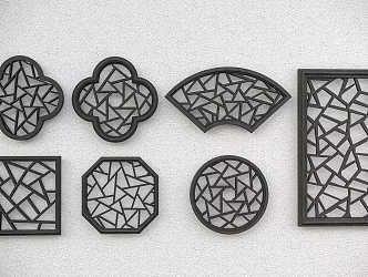 New Chinese Style Flower Window Ice Crack Flower Window 3d model