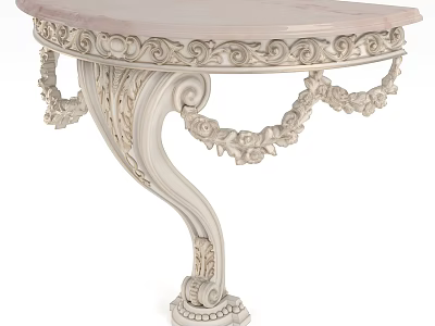 Elegant Classical Console Table With Marble Top And Ornate Carved Details 3d model